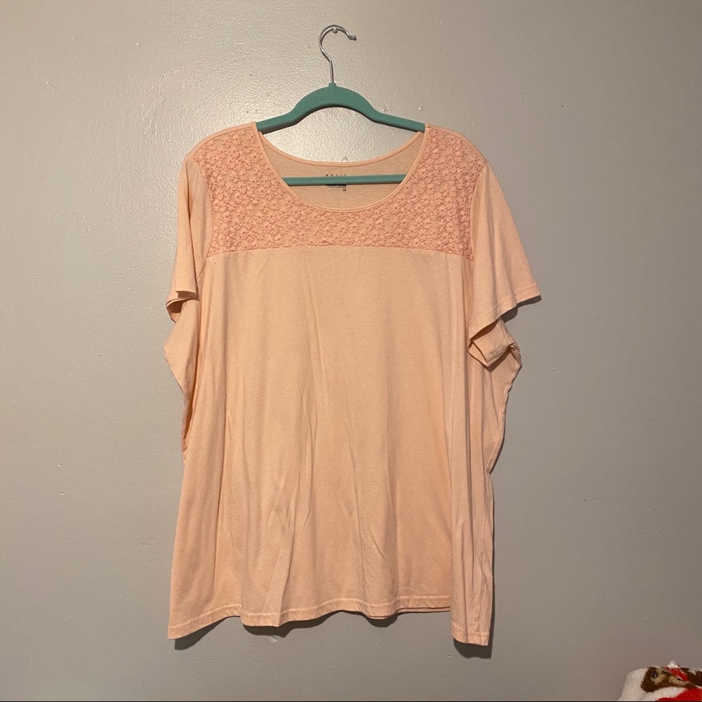 Peach blouse with floral mesh